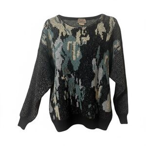 Diament Vintage 80s Knit Abstract Patterned Sweater Womens XL Made in Canada